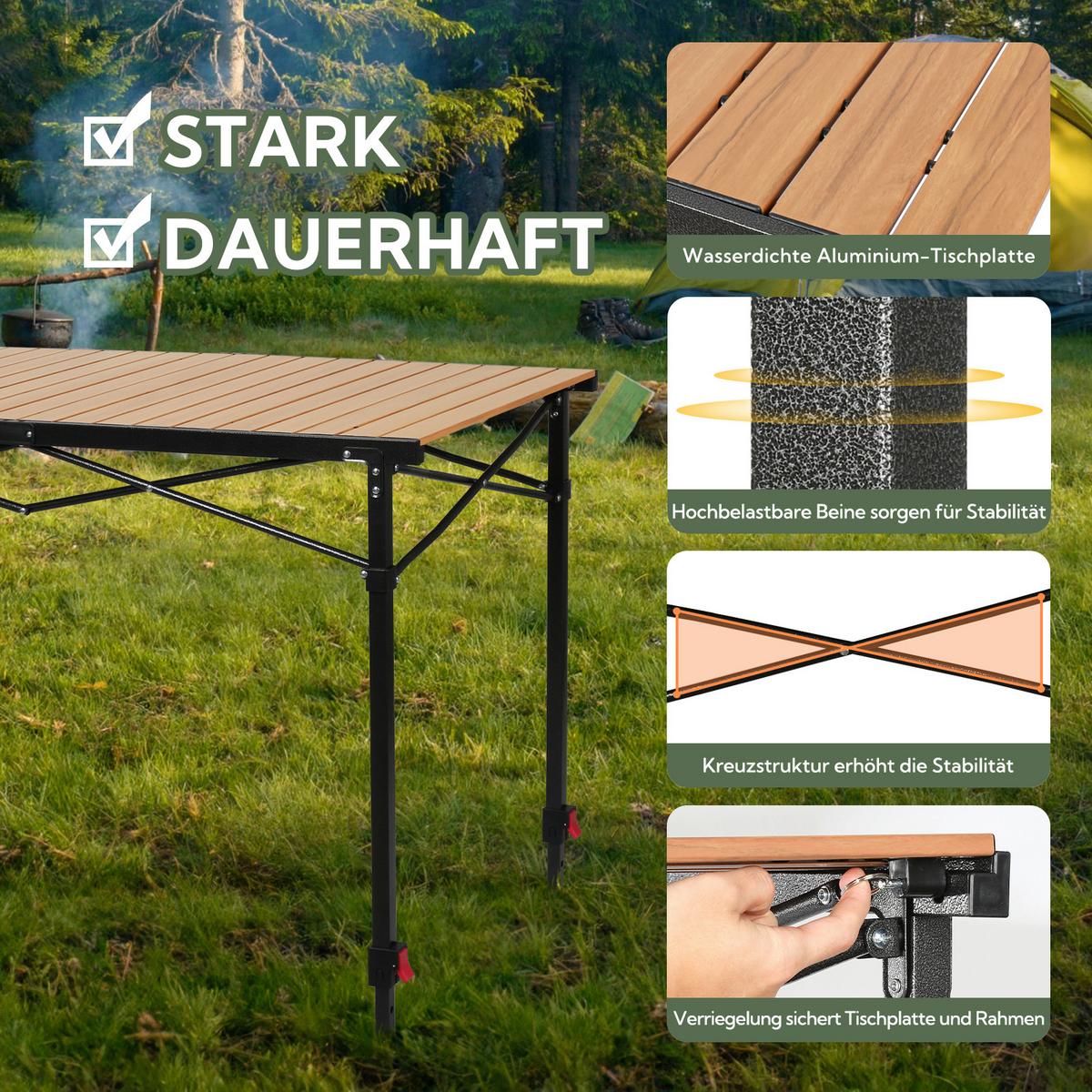 Campingtisch Schwarz/Birnbaumfarben - Schwarz/Birnbaumfarben, Basics, Metall (120/70/76-92.5cm) - Modante