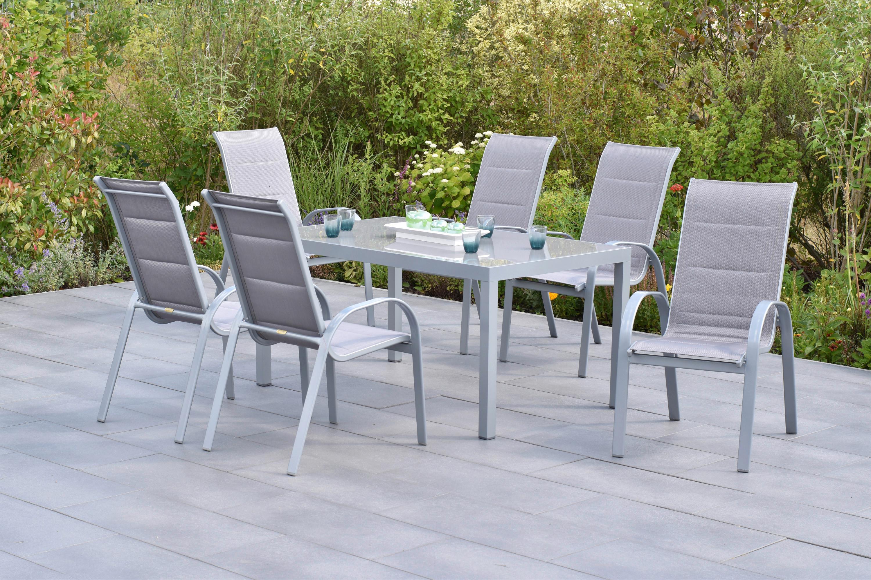GARTENSET AMALFI DI LUSSO - Silberfarben/Braun, MODERN, Textil/Metall - Gardenson