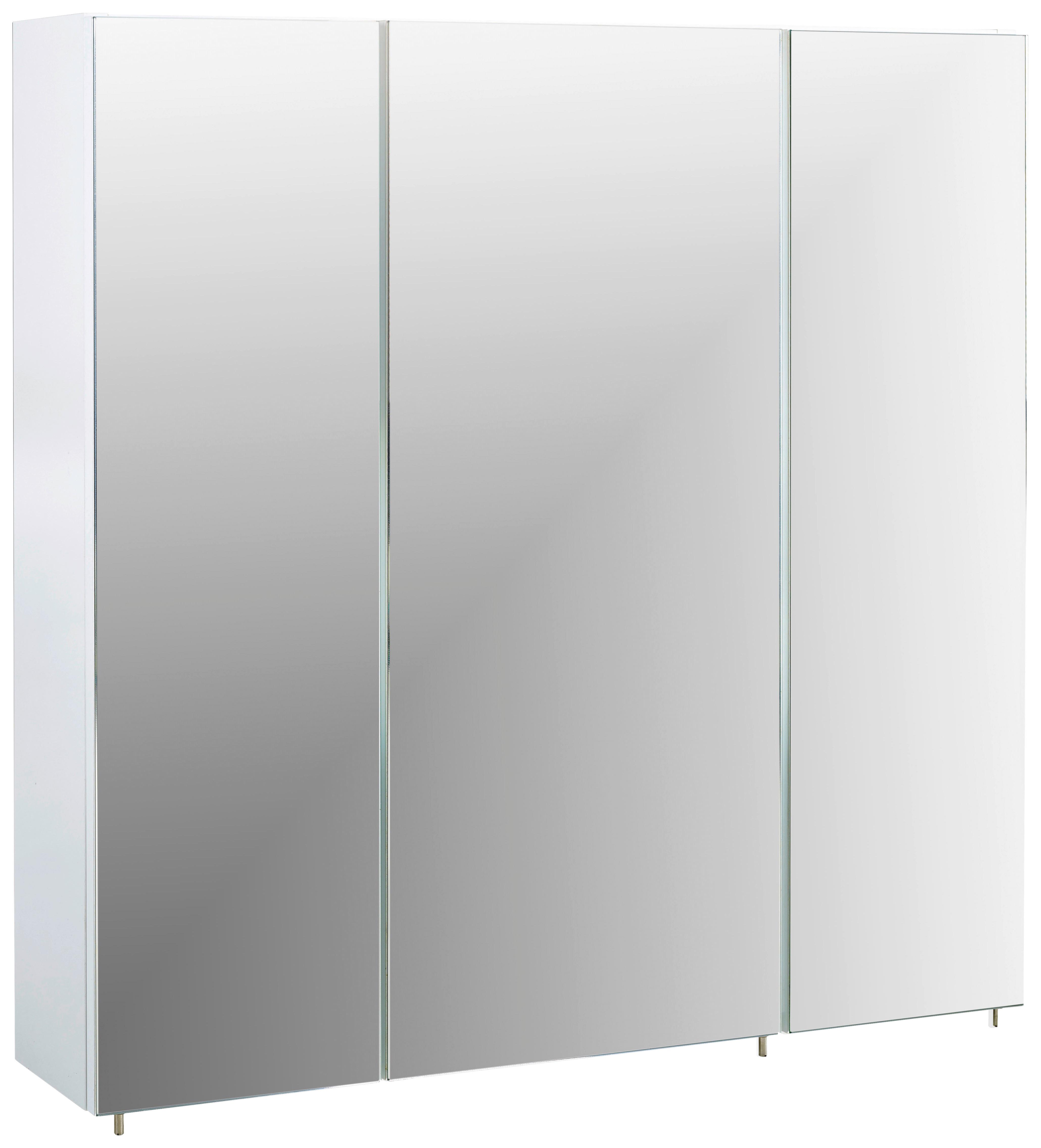 Spiegelschrank "Lumo" , weiß - Nickelfarben, MODERN, Glas/Holzwerkstoff (70/70,7/15,6cm) - MID.YOU