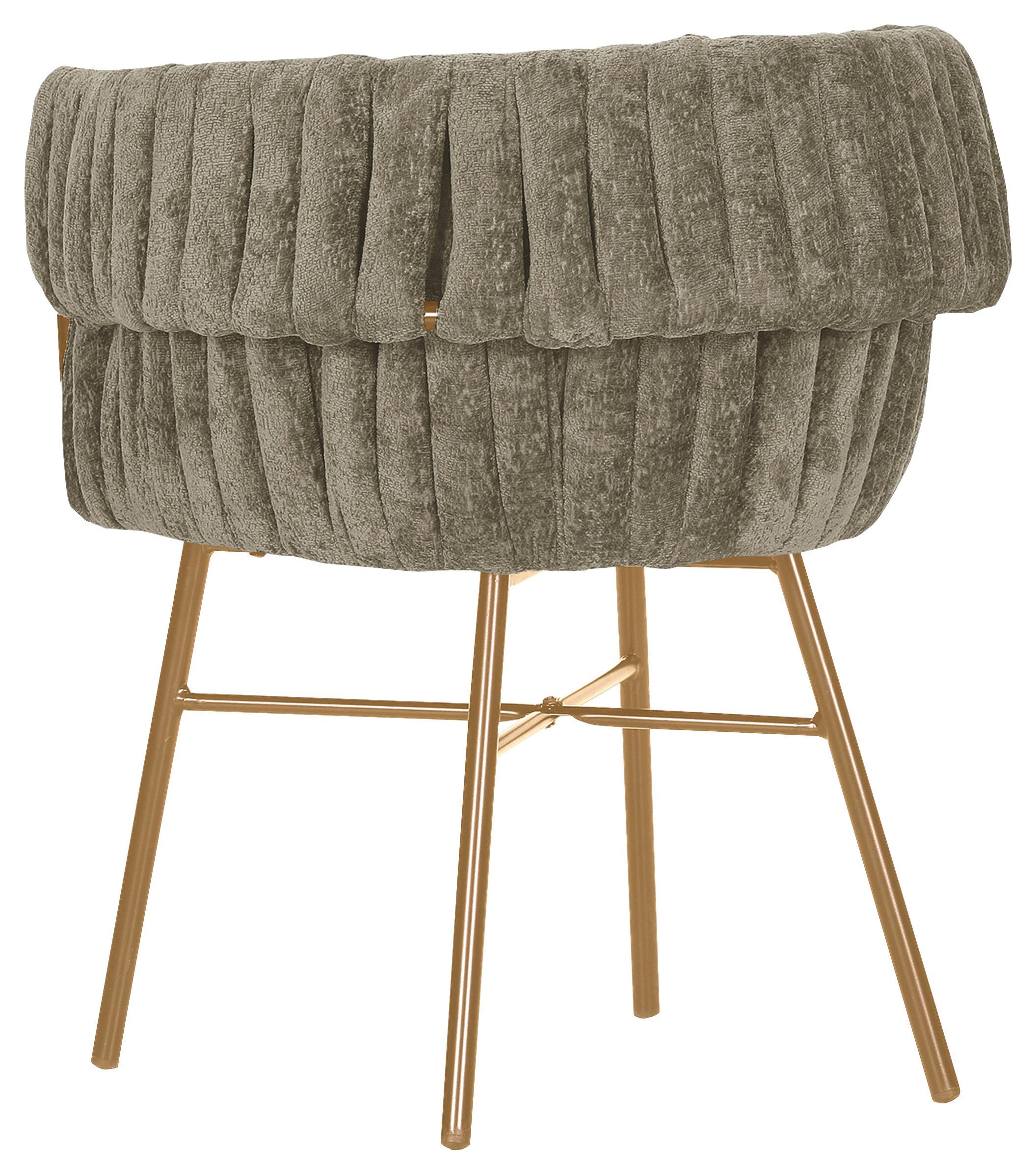 KRZESŁO Z PODŁOKIETNIKAMI TWISTY   -AMBIA HOME- - kolor złoty/taupe, Design, metal/tkanina (65/76/60cm) - Ambia Home
