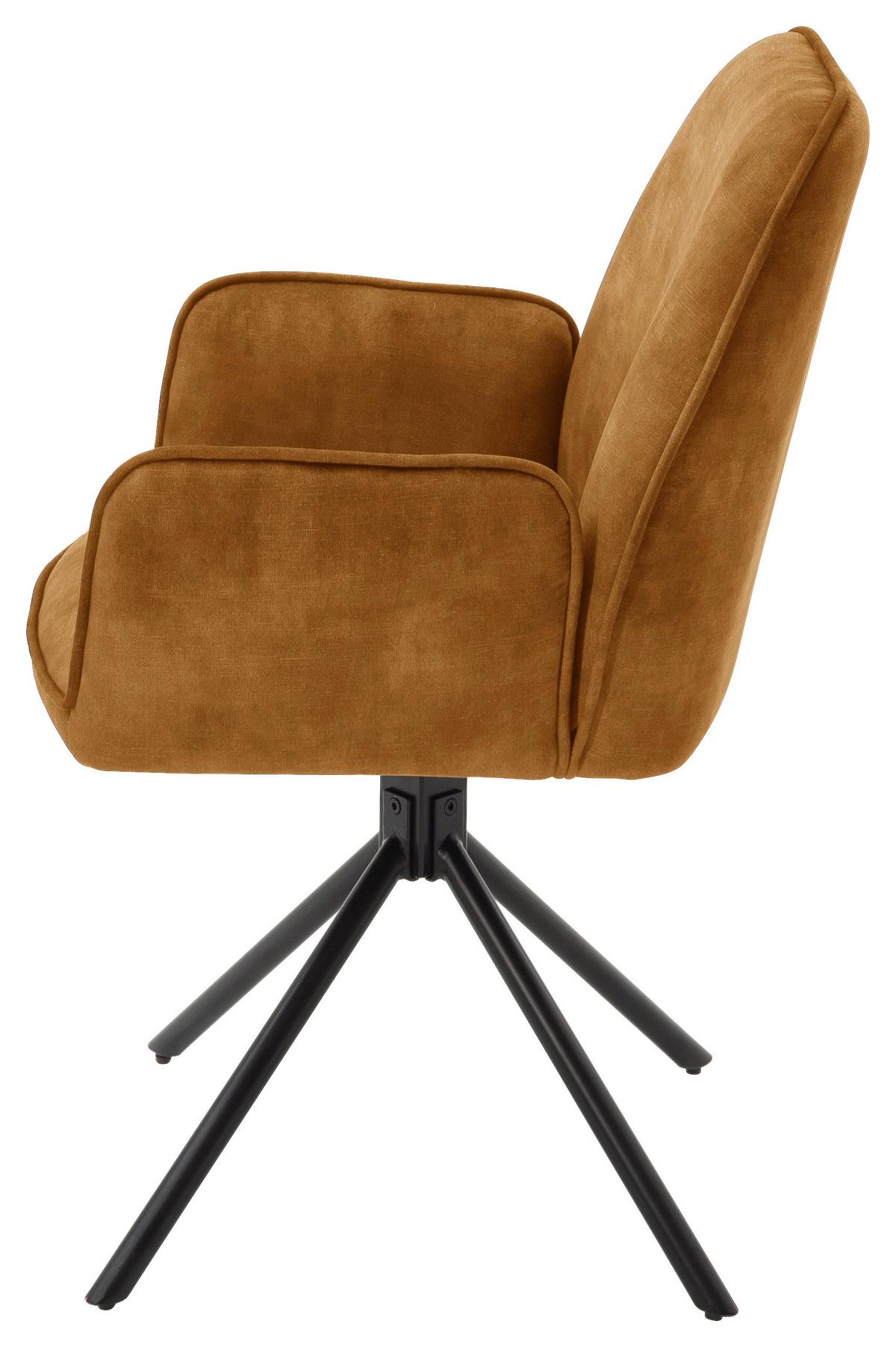 Armlehnstuhl Ottawa Currygelb - Currygelb/Schwarz, Modern, Textil/Metall (60/89/64cm) - Premium Living