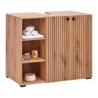 Waschbeckenunterschrank Purebliss Eichefarben - Eichefarben/Schwarz, MODERN, Holzwerkstoff/Metall (90/79/53cm) - Mömax