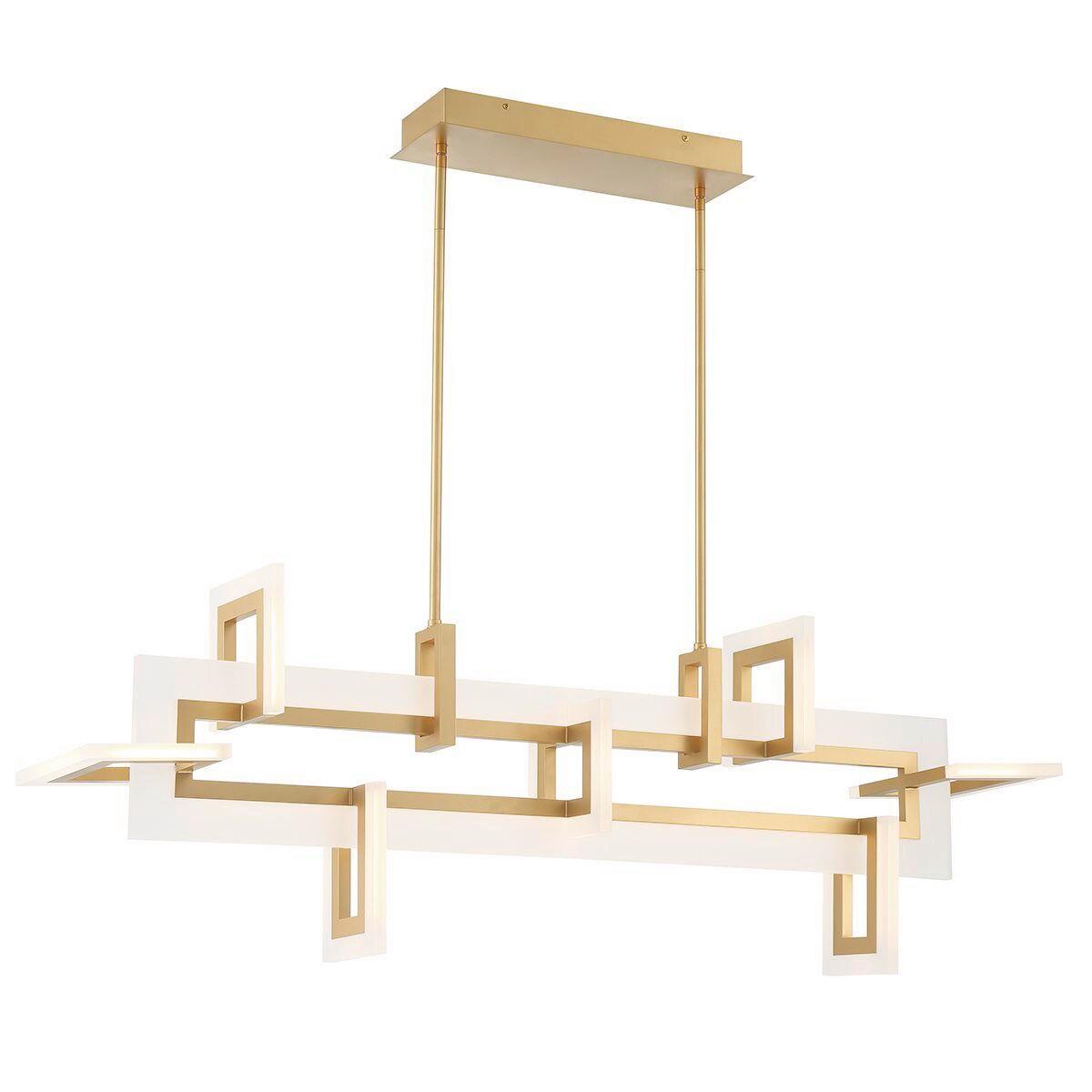 LED Függőlámpa Qn-Inizio-Lp-M-Bg - sárgarézszínű, Design, üveg/fém (122,8/50/23,1cm) - Elstead Lighting
