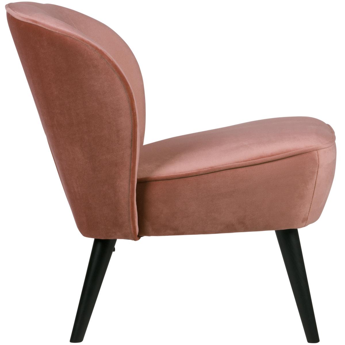 Sessel Sara Rosa - Schwarz/Rosa, Design, Holz/Textil (59/71/70cm) - Livetastic