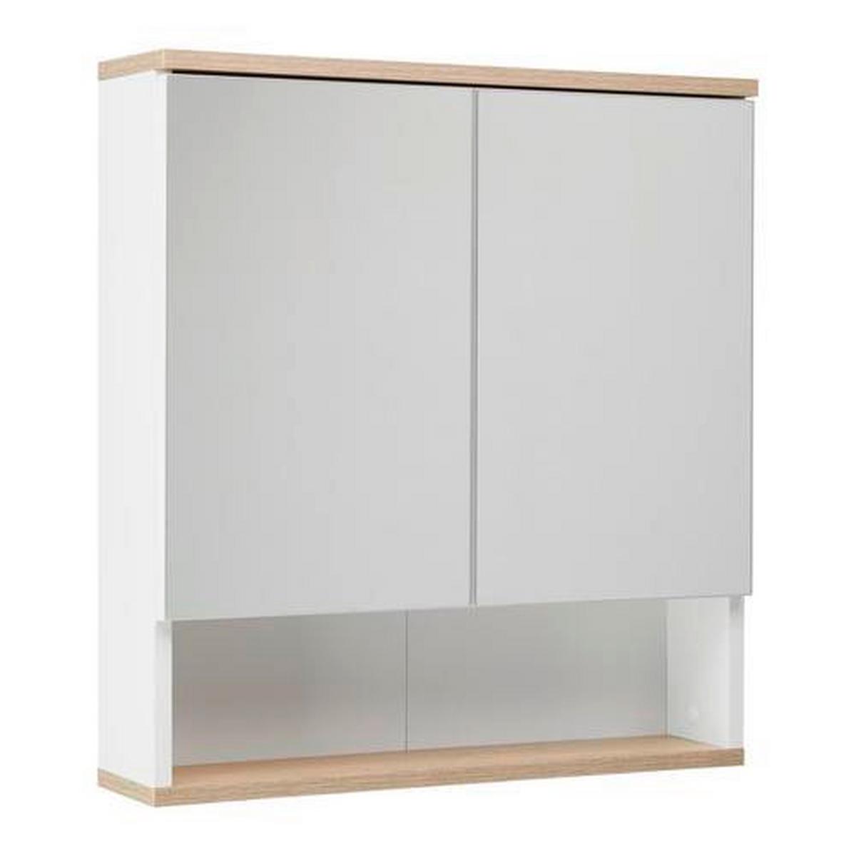 Spiegelschrank Yasmin ca. 60x65 cm Weiß - Weiß, Basics, Glas/Holzwerkstoff (60/65/13,9cm) - MID.YOU