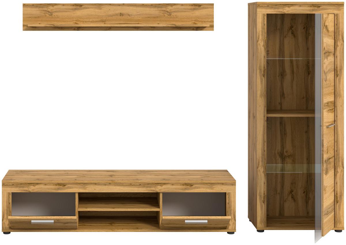 ANSAMBLU MOBILIER CAMERA DE Z JAM - stejar Wotan, Design, sticlă/material pe bază de lemn (235/159/35cm) - Modern Living