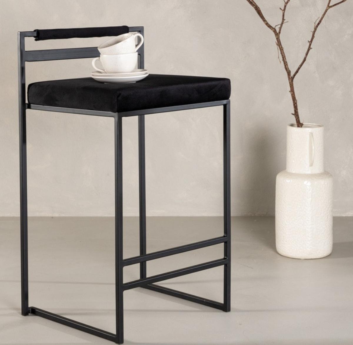 BARHOCKER-SET OPELIKA - Schwarz, Design, Textil/Metall (45/80/41cm) - Livetastic