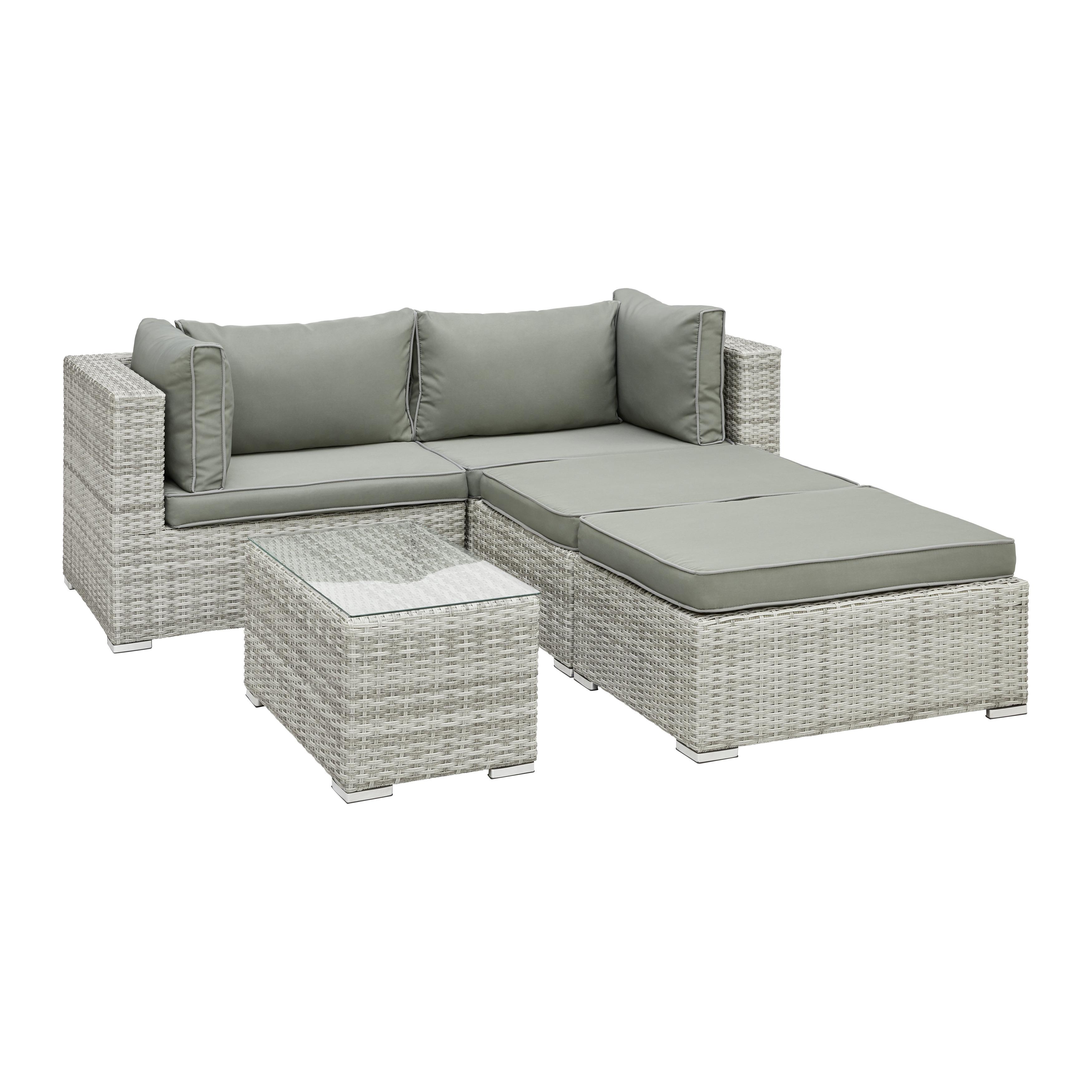 Lounge Garnitúra Parga - Szürke, modern, Műanyag/Üveg - Modern Living