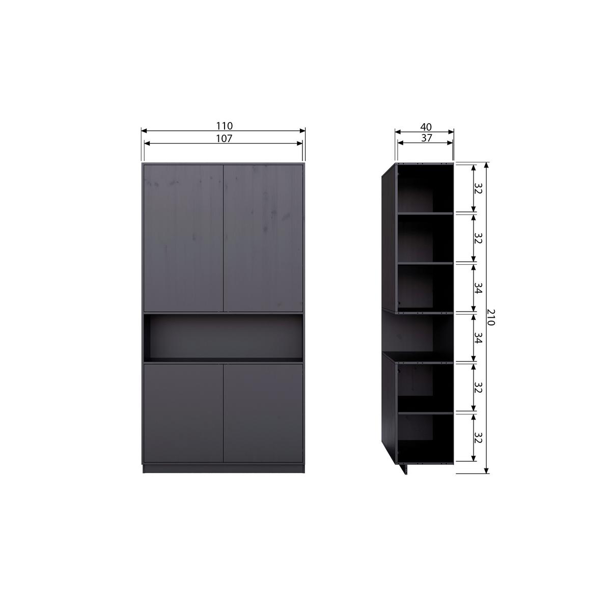 Buffet Finca Schwarz - Schwarz, Design, Holz (110/210/40cm) - Livetastic