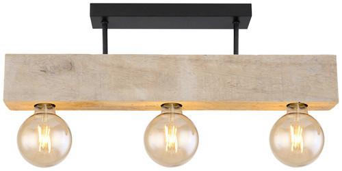 Deckenleuchte Adalie max. 60 Watt - Dunkelbraun/Schwarz, Natur, Holz/Metall (60/6/19cm) - Globo