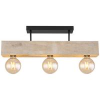 Deckenleuchte Adalie max. 60 Watt - Dunkelbraun/Schwarz, Natur, Holz/Metall (60/6/19cm) - Globo