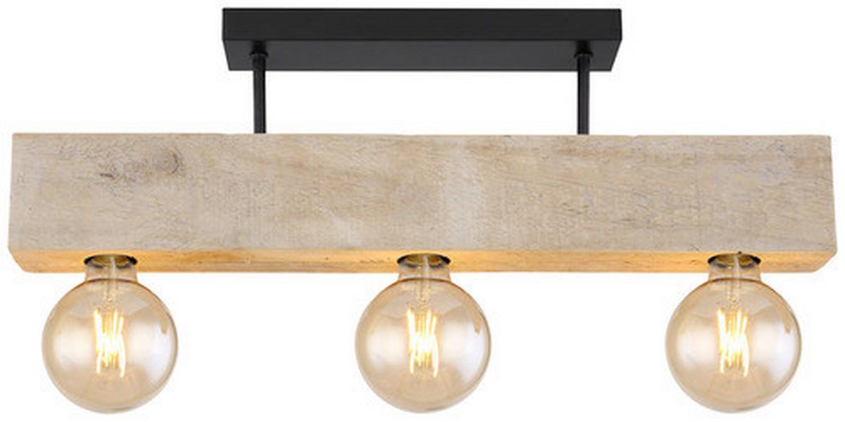 Deckenleuchte Adalie max. 60 Watt - Dunkelbraun/Schwarz, Natur, Holz/Metall (60/6/19cm) - Globo