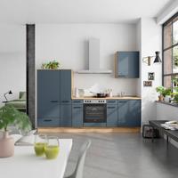 Küchenblock Easytouch Low m. Geräten Dunkelblau - Eichefarben/Schwarz, MODERN, Holzwerkstoff/Metall (270cm) - Nobilia