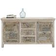 Sideboard in Weiß/Blau - Blau/Braun, Holz/Metall (170/90/45cm) - PREMIUM LIVING