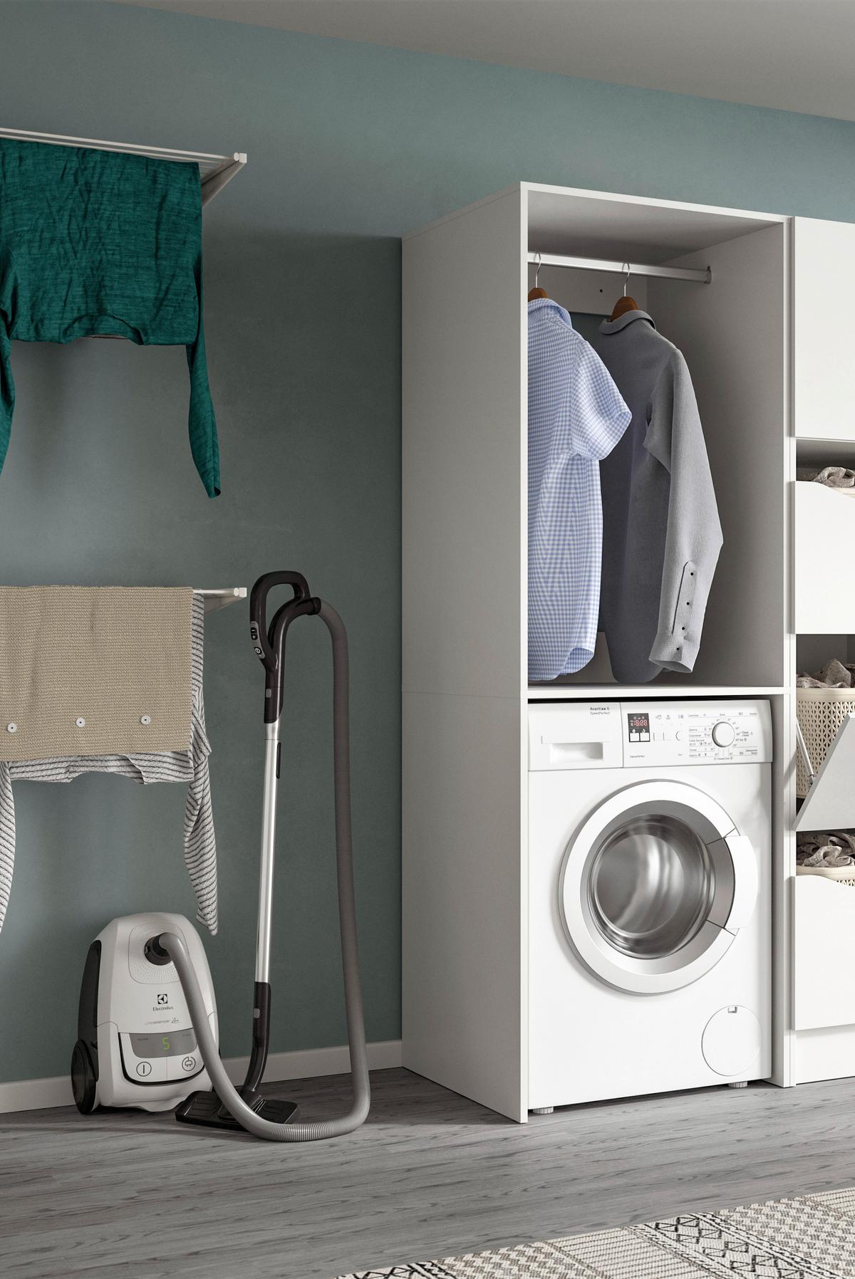 Waschmaschinenschrank Free Weiß - Weiß, Basics, Holzwerkstoff/Kunststoff (66/195/60cm) - MID.YOU