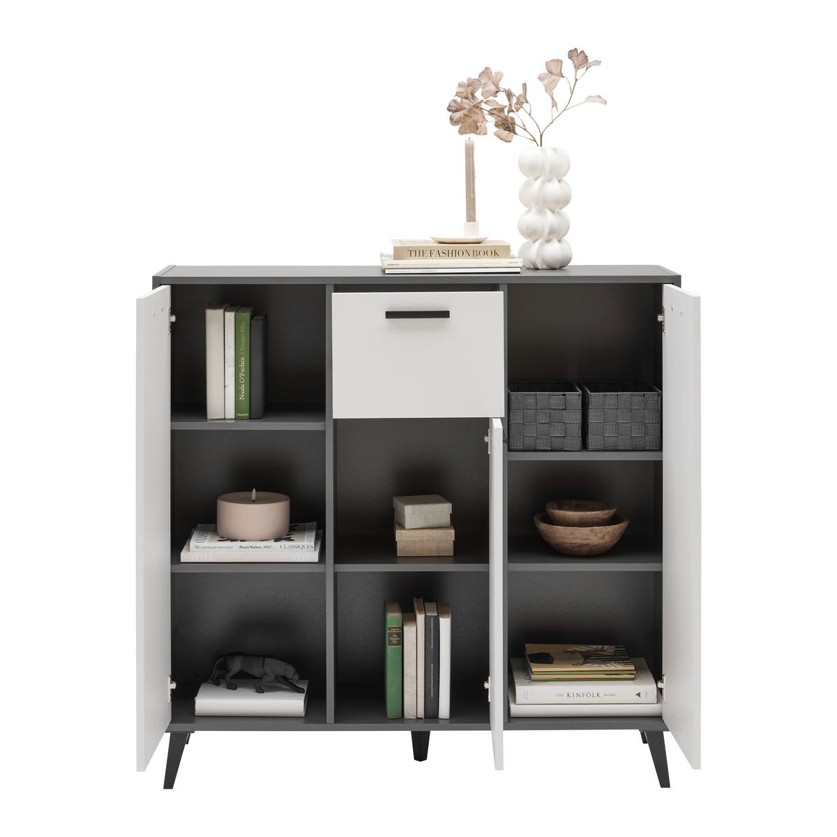 Kommode Ibiza Anthrazit/Weiß - Schwarz, KONVENTIONELL, Holzwerkstoff/Kunststoff (107/92/33cm) - Mömax