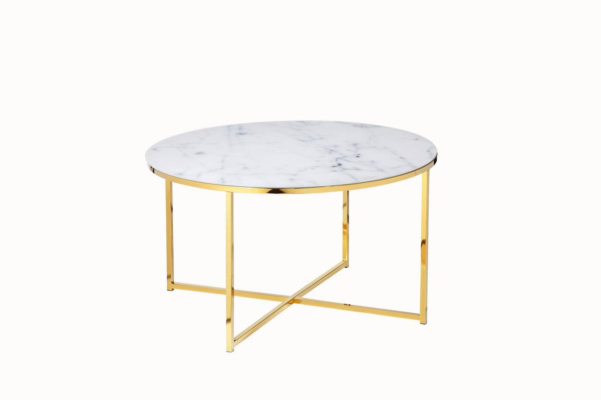 Klubska Miza Marble, Bela, Zlata - zlate barve/bela, Design, kovina/steklo (80/45cm) - Livetastic