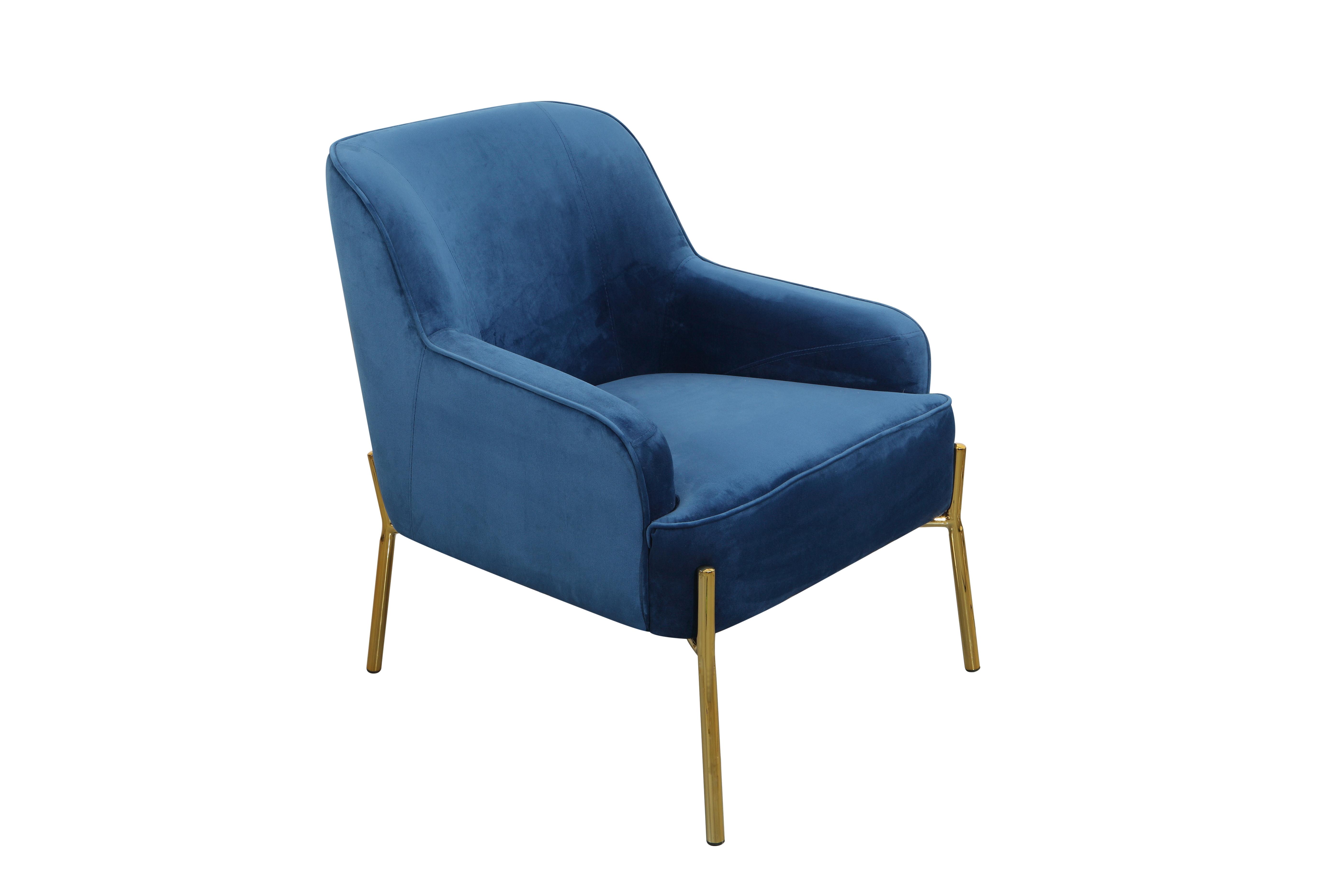 Fotelja Capia - zlatne boje/plava, Moderno, drvo/metal (65cm) - Mömax