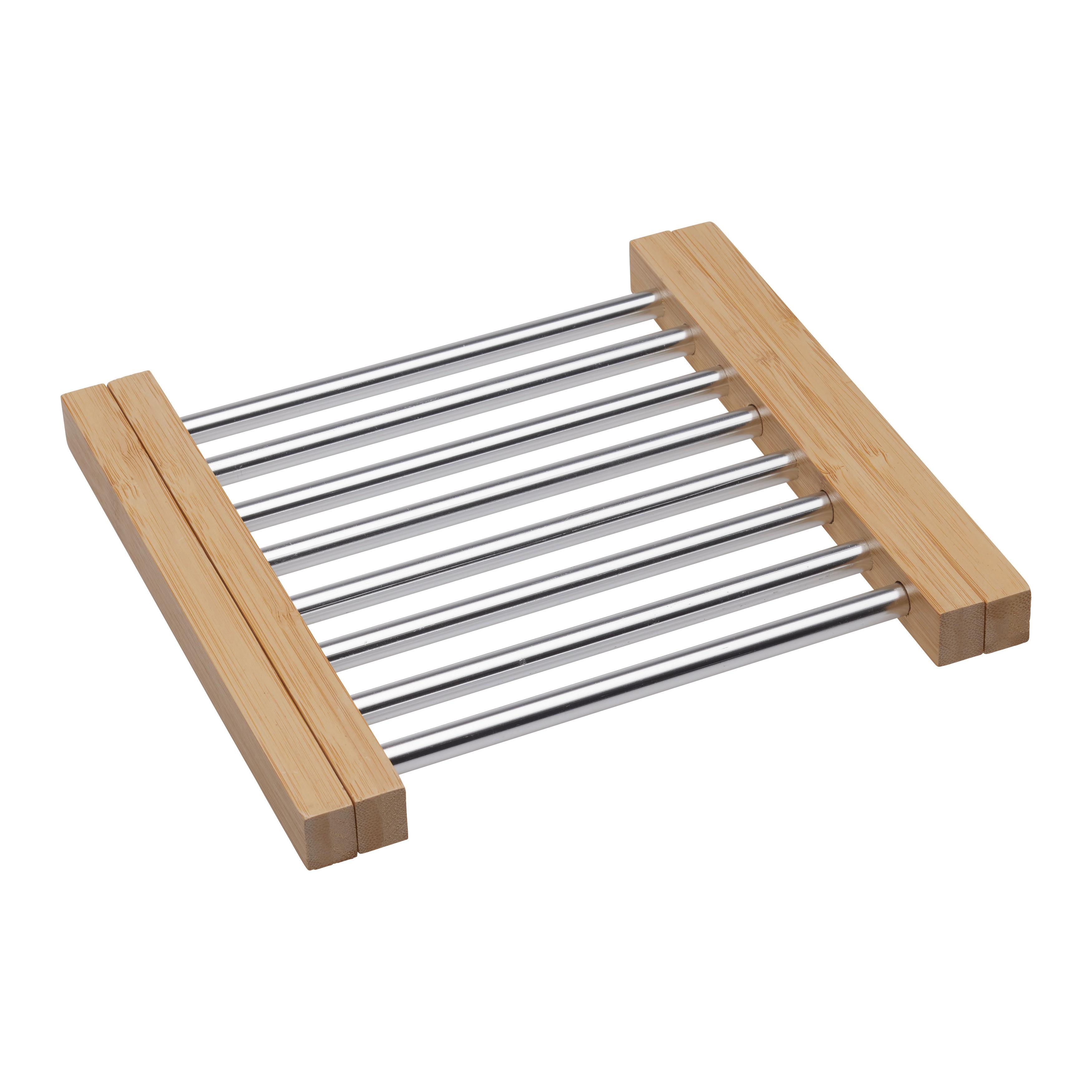 Edényalátét Babsi - ezüst/natúr, Konventionell, fa/fém (22/21/2cm) - Mömax