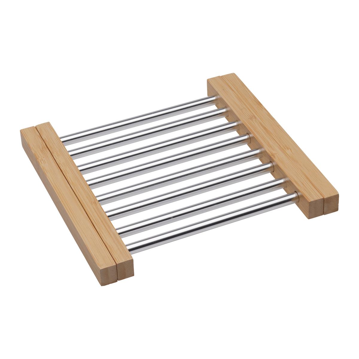 Topfuntersetzer Babsi Naturfarben/Silberfarben - Silberfarben/Naturfarben, KONVENTIONELL, Holz/Metall (22/21/2cm) - Mömax