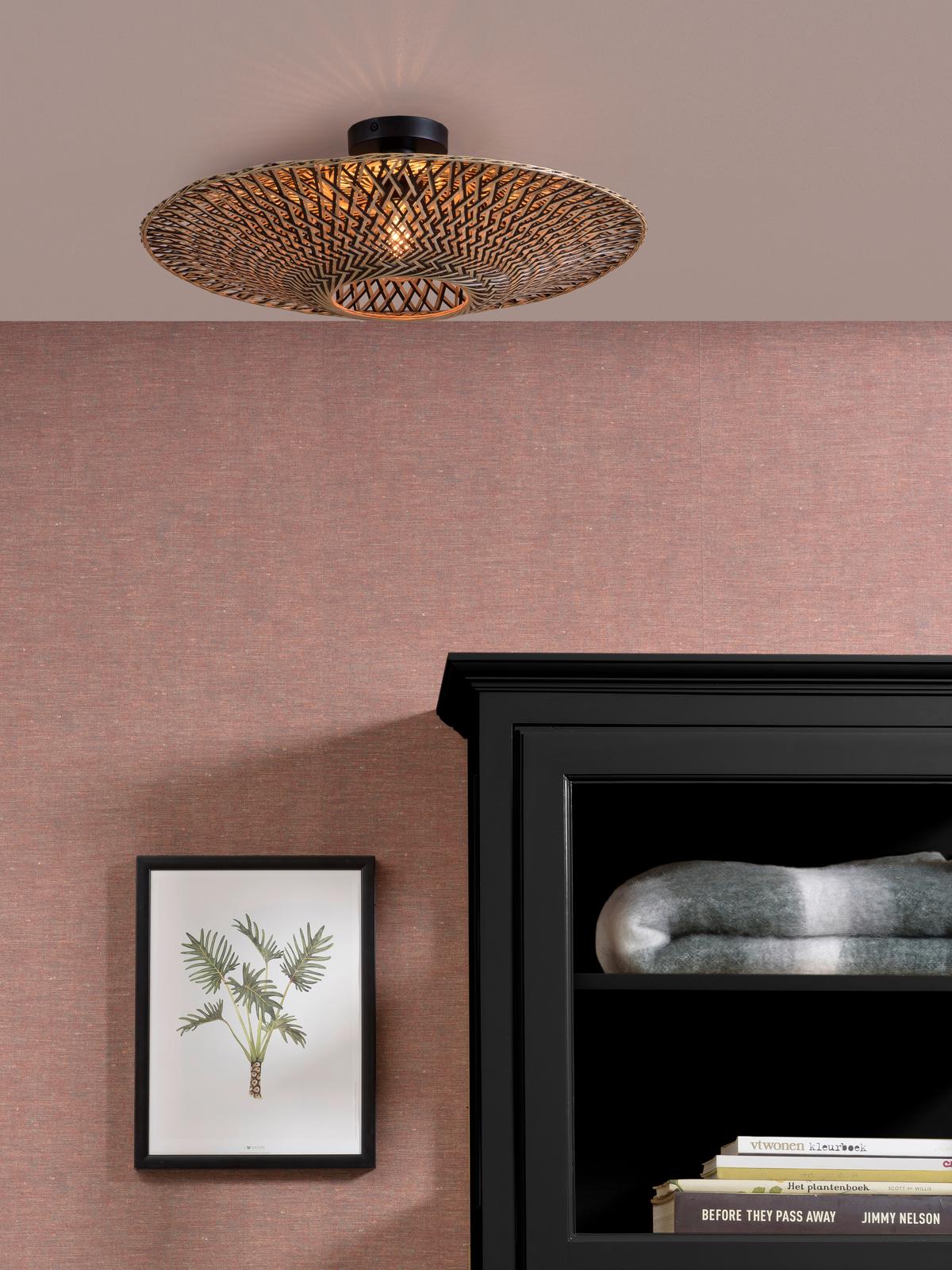 Stropna Svetilka Bali - svetlo rjava/črna, Natur, kovina/naravni materiali (60/15cm) - Good & Mojo