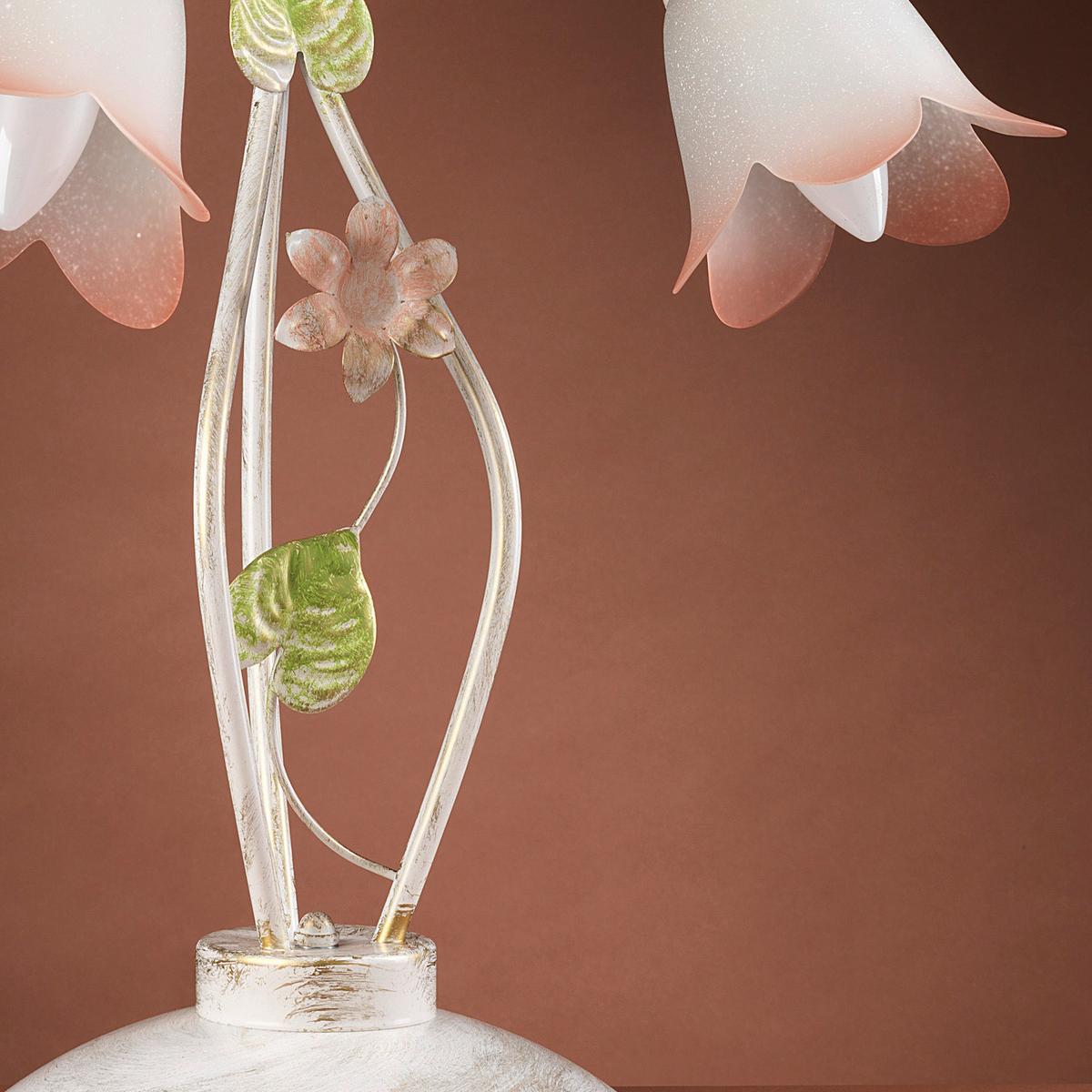 Tischleuchte Botton d'oro Weiß/Pink max. 6 Watt - Natur, Glas/Metall (45/20/60cm)