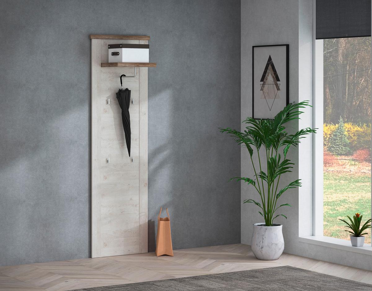 Fali Panel Fehér Fenyő Szín Duro - mandulafenyő/tölgyfa, Modern, faalapú anyag (61,4/199,2/34,1cm) - Zandiara