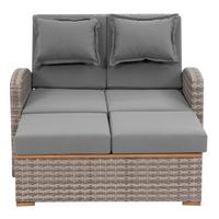 Loungegarnitur 2-teilig Bahia Tobago Holz/Metall mit Kissen - Grau, Basics, Holz/Textil (117/93/74cm) - Gardenson