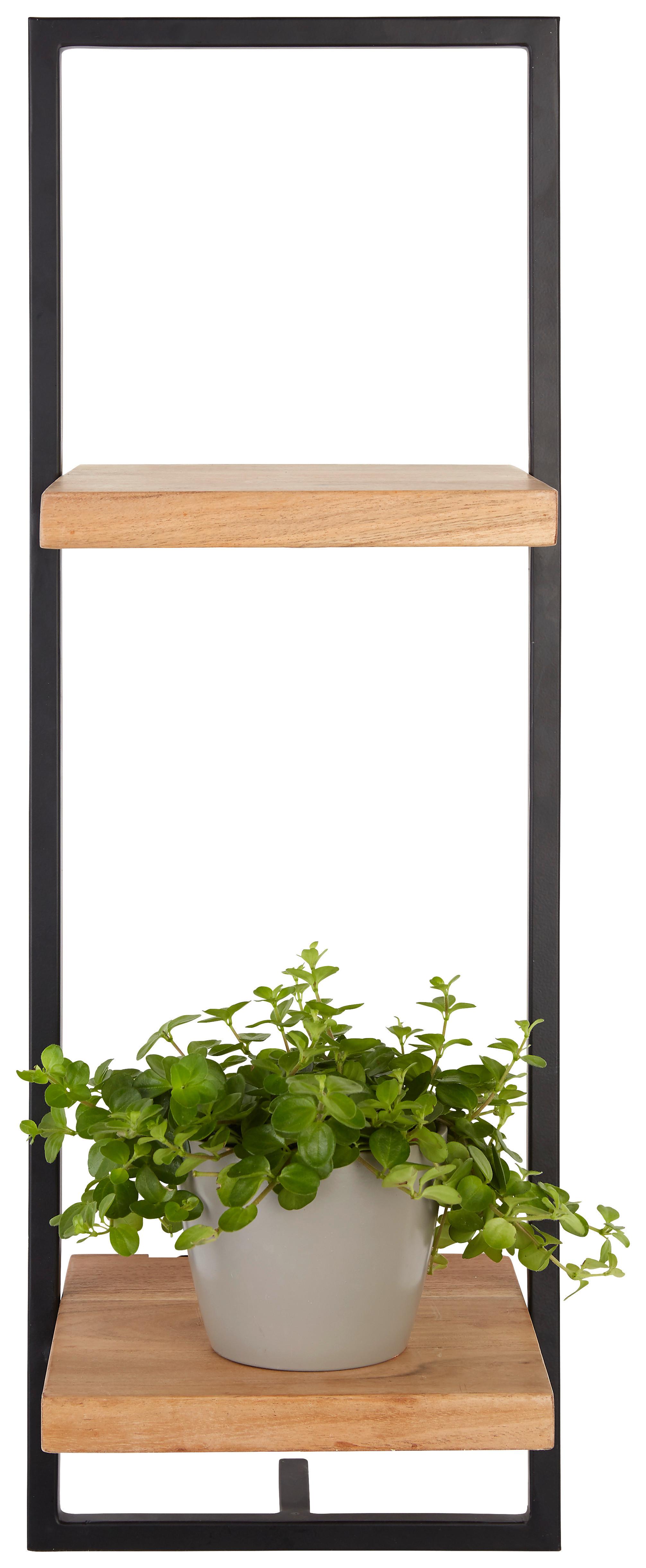 Wandregal in Schwarz/Akazienfarben - Schwarz/Akaziefarben, MODERN, Holz/Metall (25/75/25cm) - Mömax