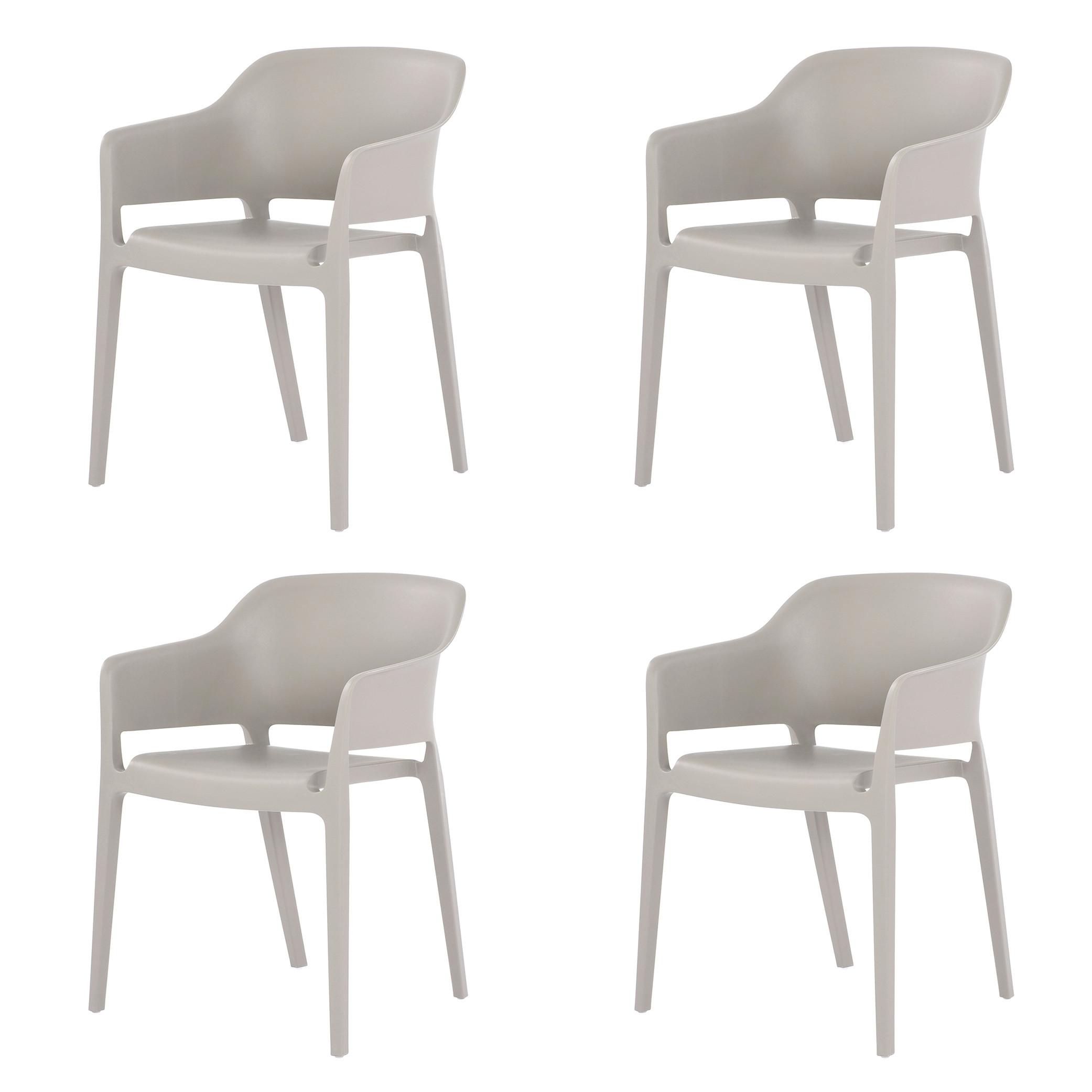 Gartenstuhl-Set Giethoorn 4er- Set ca. 77,5x54,5 cm Hellgrau - Hellgrau, Basics, Kunststoff (77,5/54,5/55cm) - Gardenson