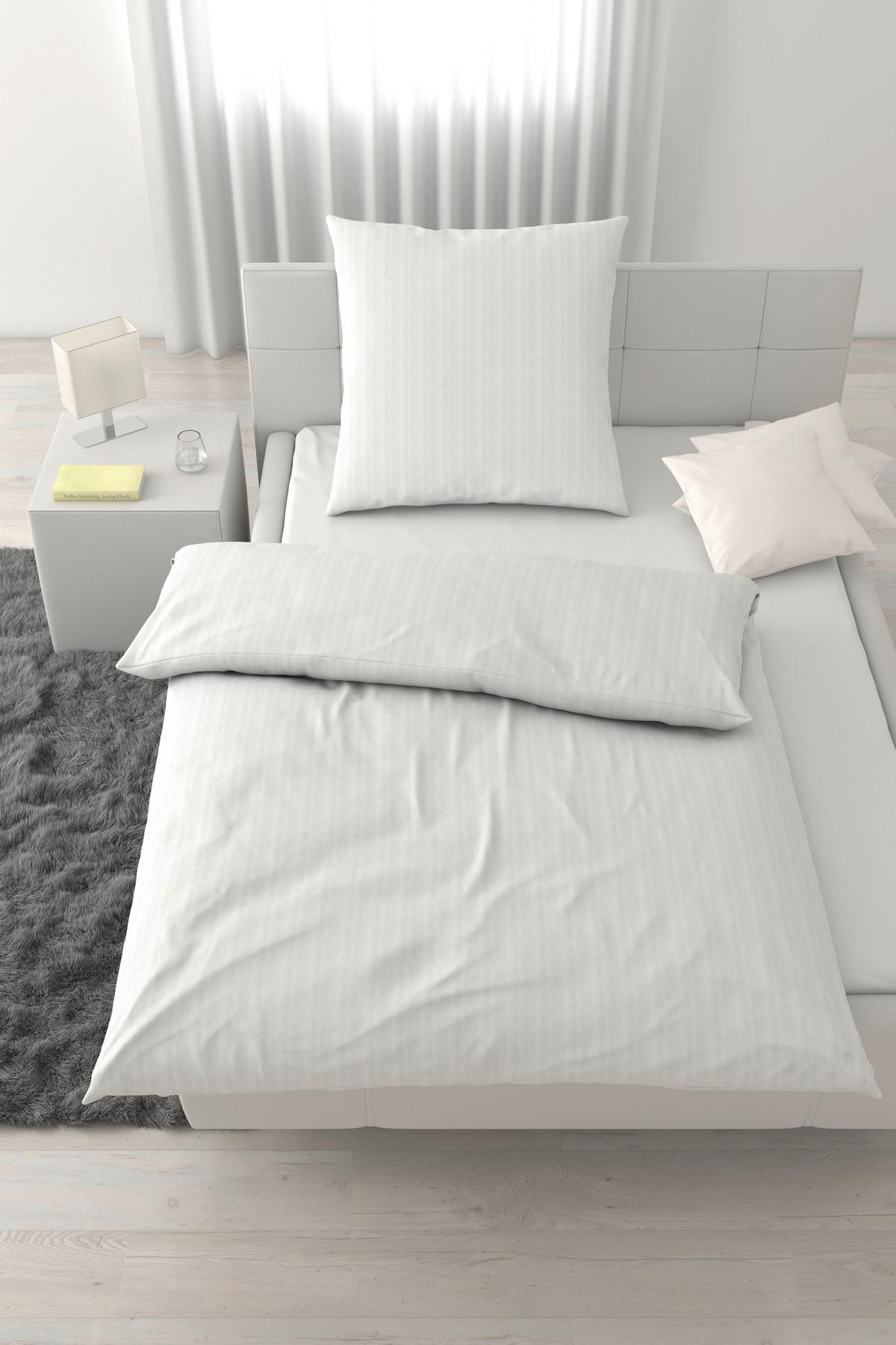 Bettwäsche Dobby Raute Weiß ca. 135x200cm - Weiß, Textil (135/200cm) - Mömax