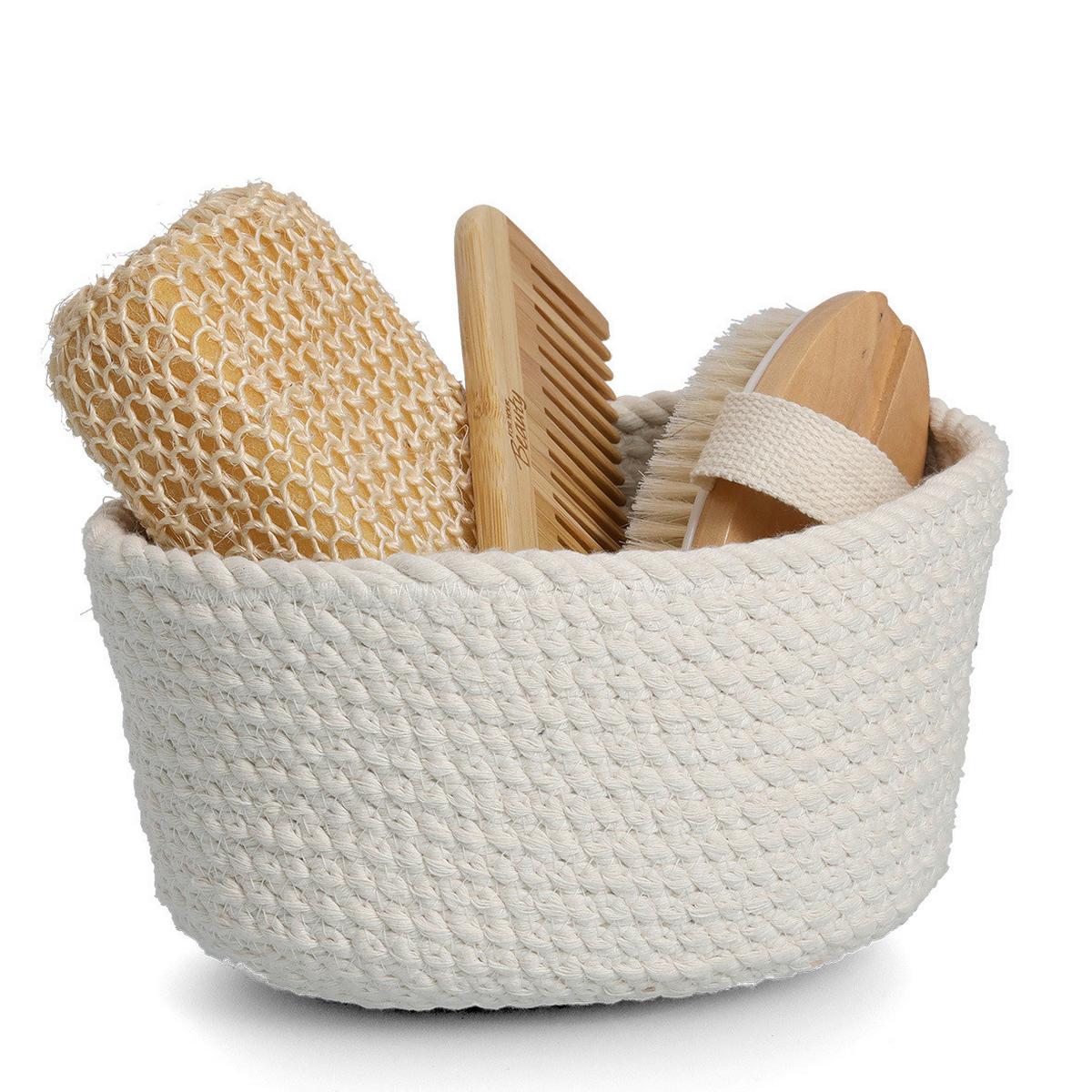 Korbset Weiß 3 Stk. - Weiß, Basics, Textil (24/17/13cm)