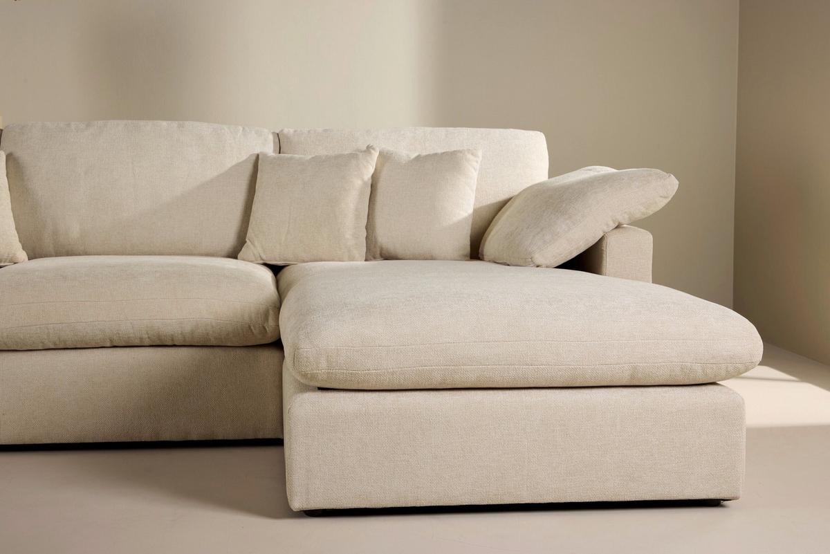 Ecksofa Amalfi Beige - Beige, MODERN, Kunststoff/Textil (297/85/107cm) - Livetastic