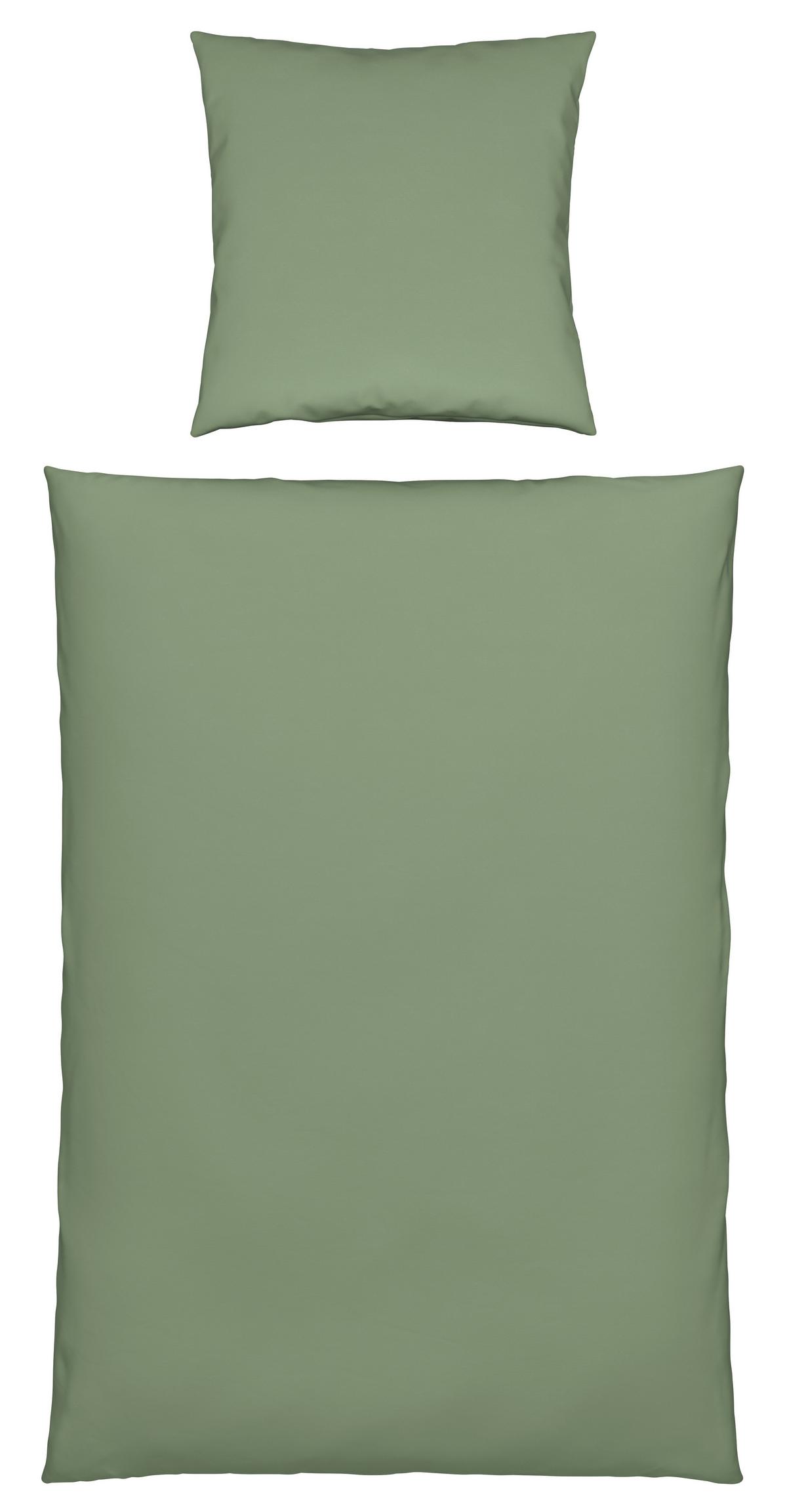 Bettwäsche Stone Washed Uni ca. 135x200cm - Grün, ROMANTIK / LANDHAUS, Textil (135/200cm) - Modern Living