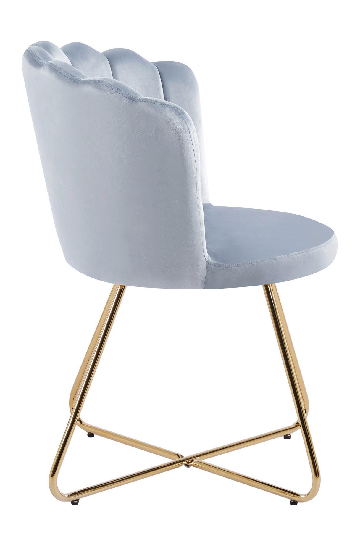 Set Stolov Samt, Svetlo Siva, 2-Delni - zlate barve/svetlo siva, Moderno, kovina/tekstil (69,5/85/66cm) - Livetastic