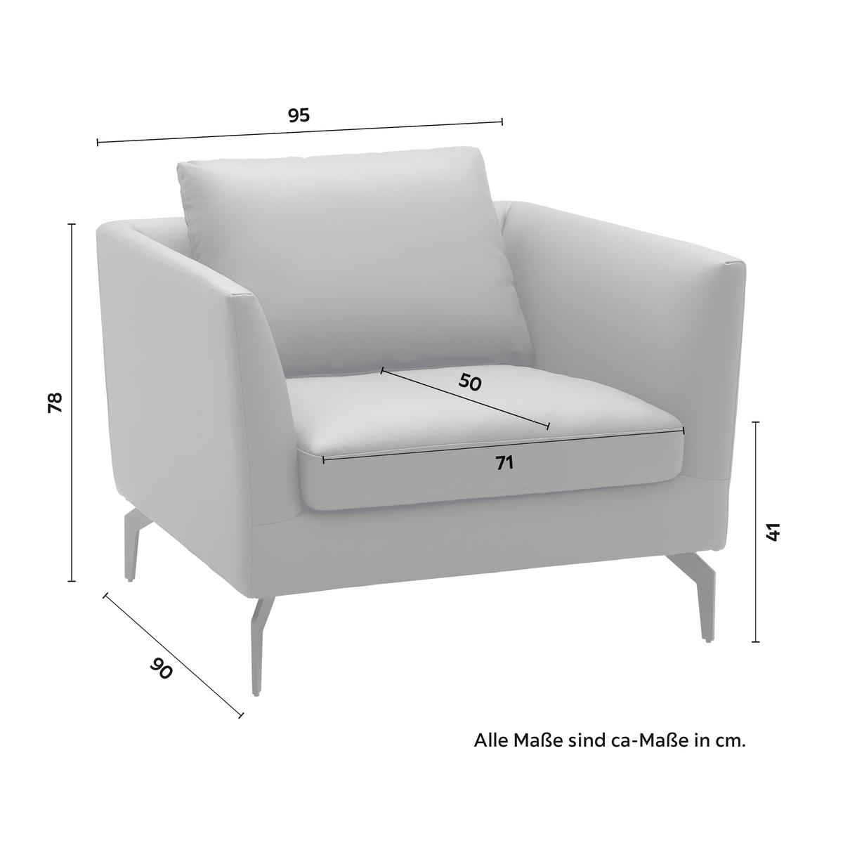 Naslanjač Chesterfield Bella, Usnjen - siva/črna, Moderno, kovina/tekstil (95/78/90cm) - Bessagi Home