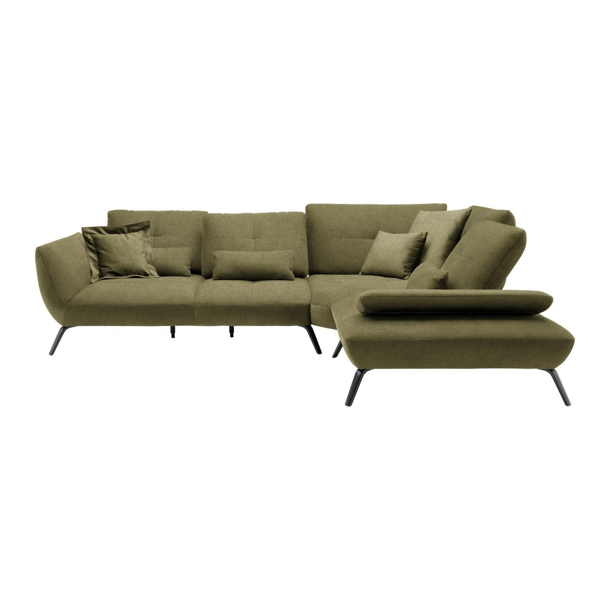 Wohnlandschaft Trendy Olivgrün - Schwarz/Olivgrün, Modern, Holzwerkstoff/Textil (310/93/250cm) - Premium Living