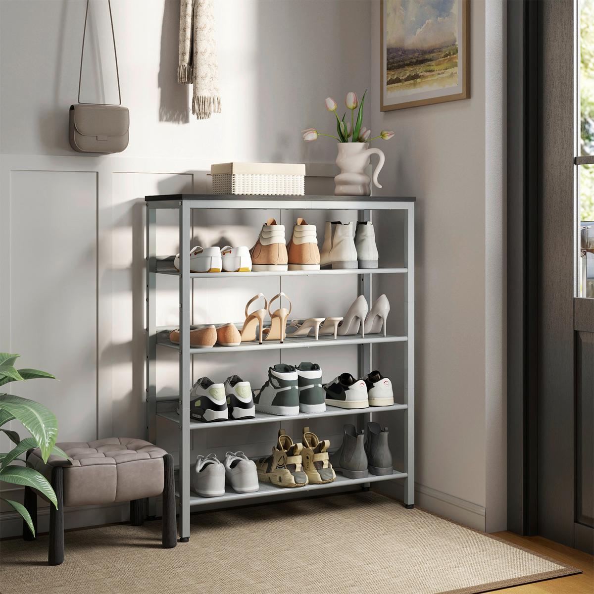 SCHUHREGAL SHOE RACK - Silberfarben/Schwarz, MODERN, Holzwerkstoff/Metall (75/93/28cm) - MID.YOU
