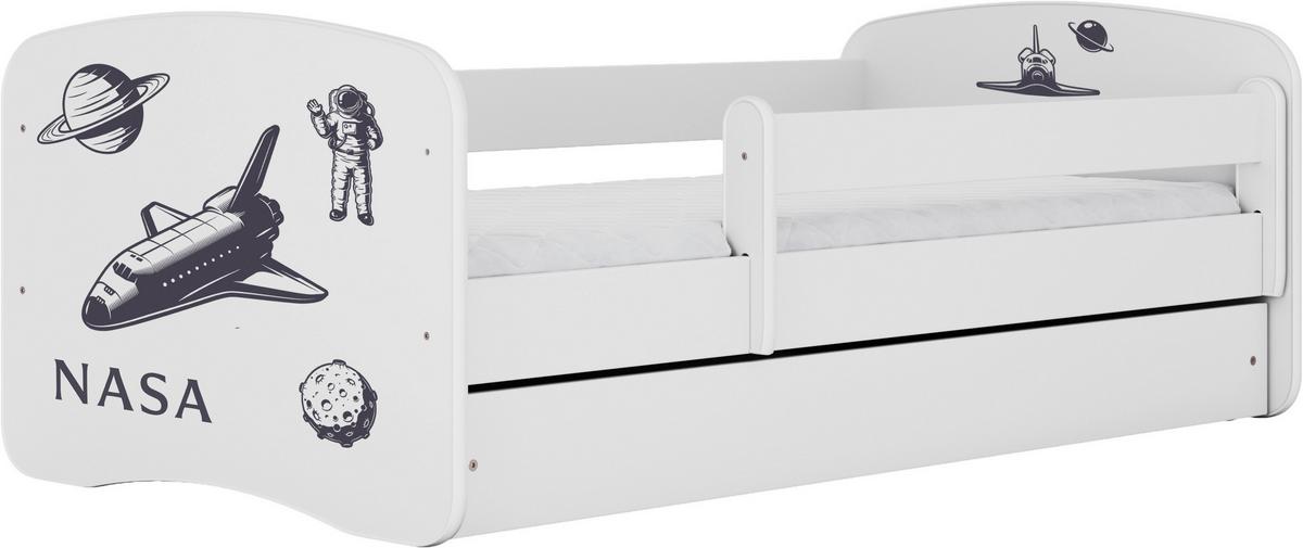 Otroška Postelja Babydreams, Bela, 80x160cm - bela/barve breze, Moderno, tekstil/leseni material (80/160cm) - MID.YOU