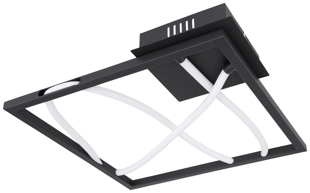 Stropna Led-svetilka Kaia, S Sijalko - črna/bela, Basics, kovina/umetna masa (41,7/41,7/5,1cm) - Globo