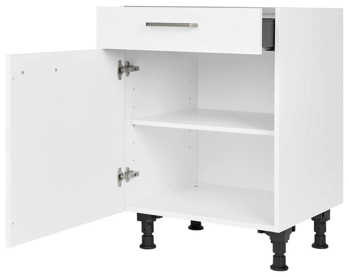 Schubkastenunterschrank Touch Weiß - Edelstahlfarben/Weiß, MODERN, Holzwerkstoff/Metall (60/87/56cm) - Nobilia