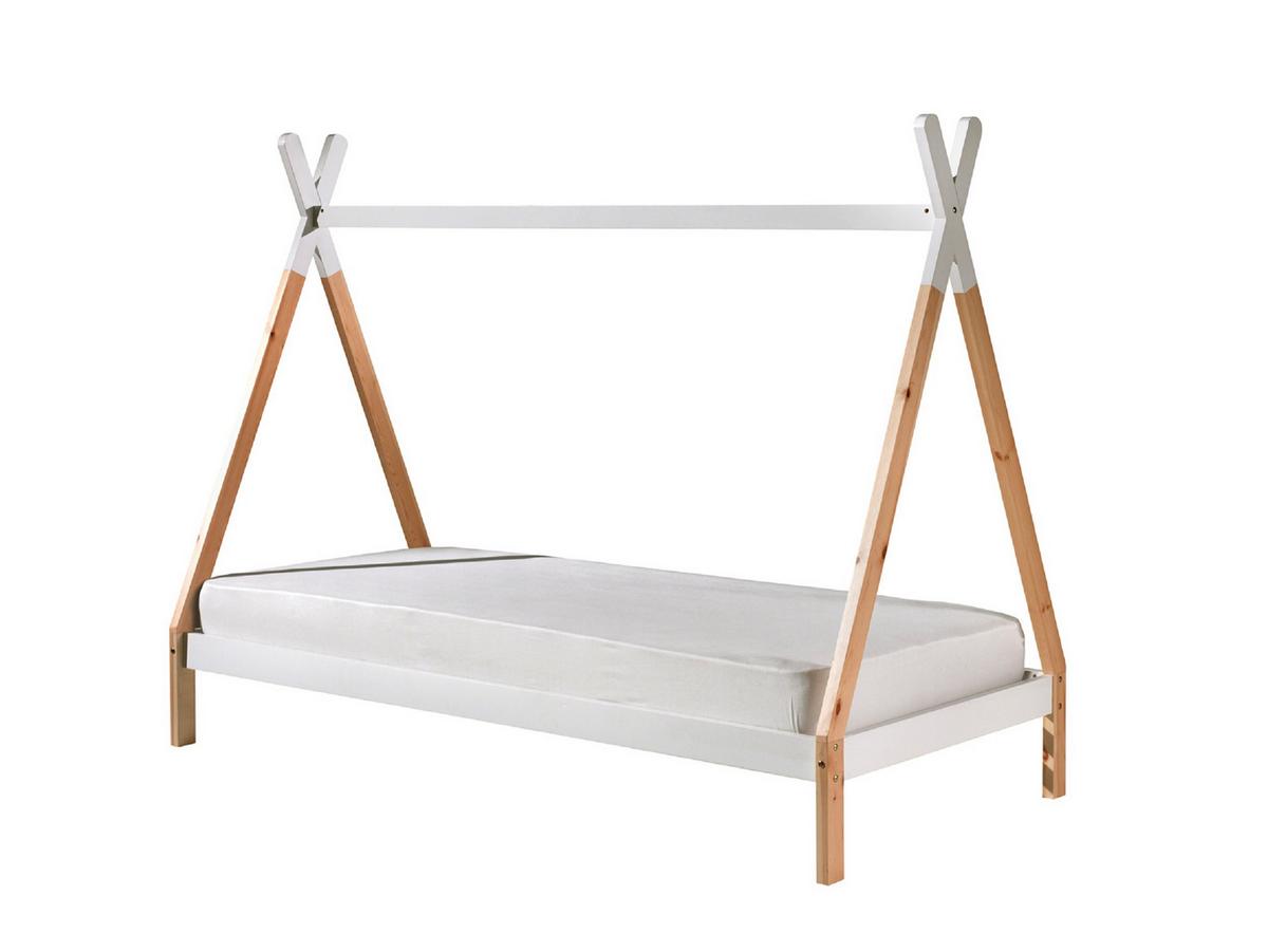 Hausbett "Tipi", 90x200 cm, weiß - Weiß/Kieferfarben, MODERN, Holz/Holzwerkstoff (90/200cm) - MID.YOU