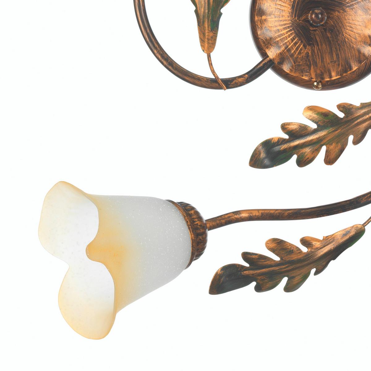 Deckenleuchte Quercia Bronze/Olivgrün max. 6 Watt - Bronzefarben/Olivgrün, ROMANTIK / LANDHAUS, Glas/Metall (50/50/20cm)