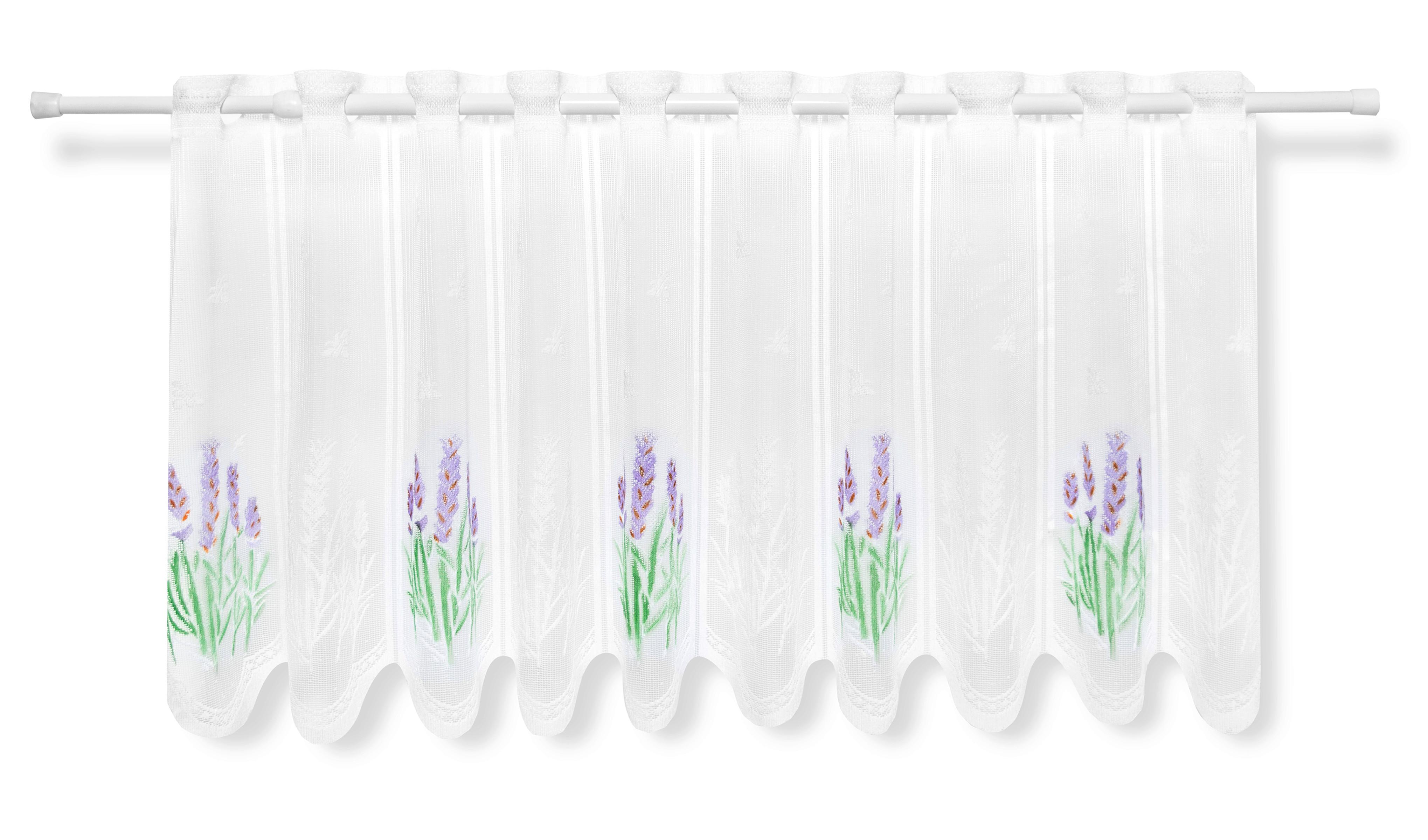 Vitrázsfüggöny Lavender 50/140 - fehér, textil (50/140cm)