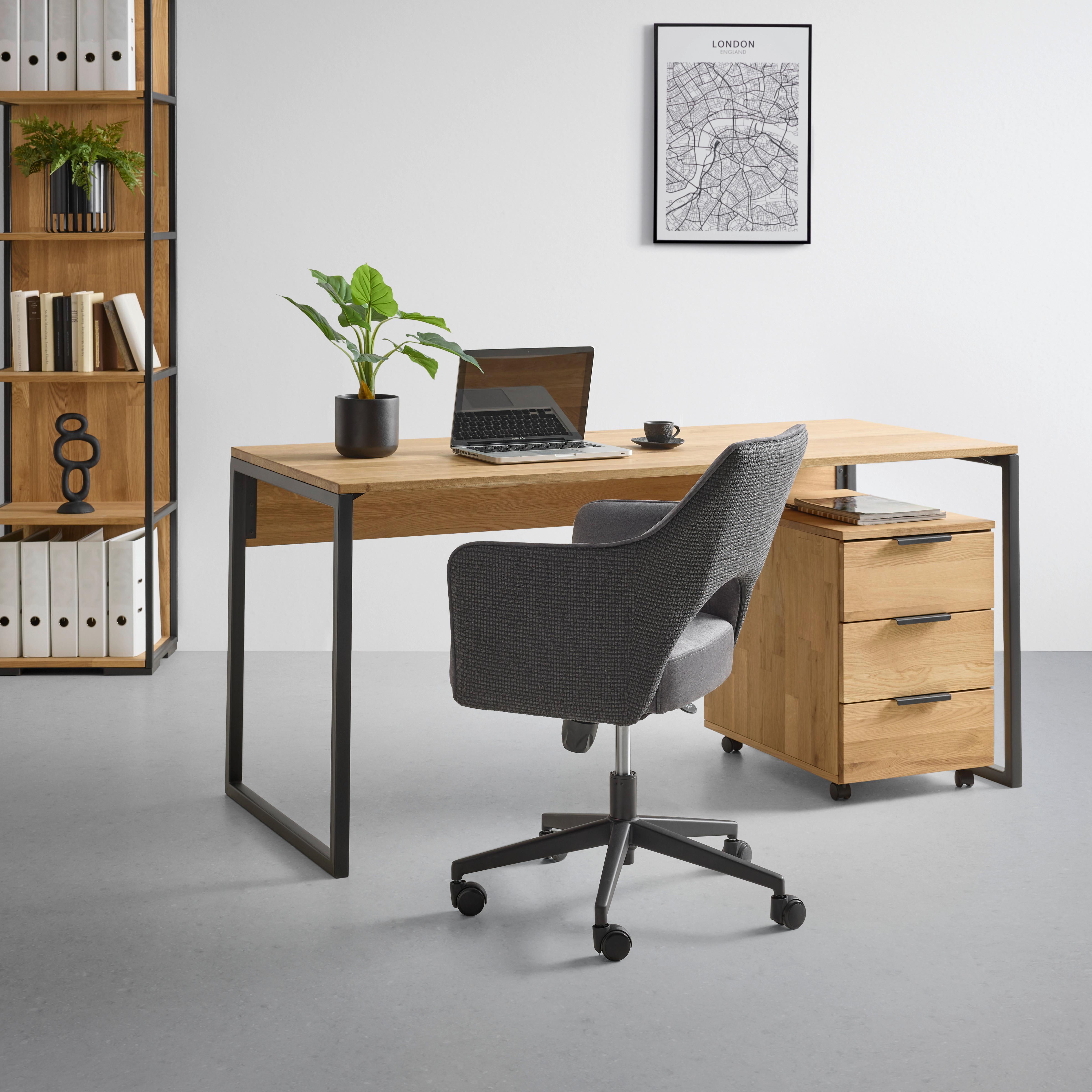 SNURRSTOL VALLETTA - svart/antracit, Klassisk, metall/textil (63/82-88/61cm) - Premium Living