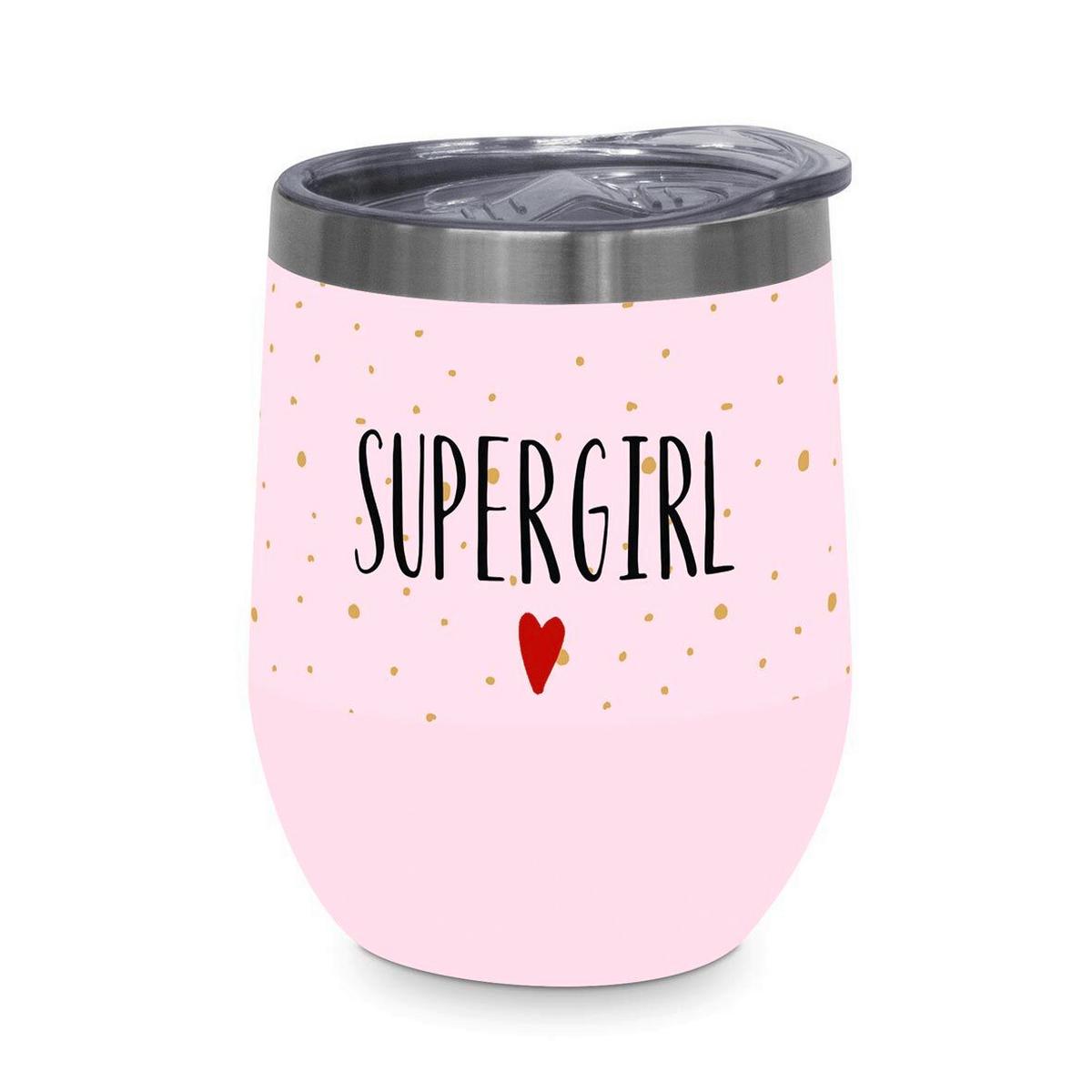 Thermobecher Supergirl aus Edelstahl - Multicolor, Modern, Metall (9/11,5cm)