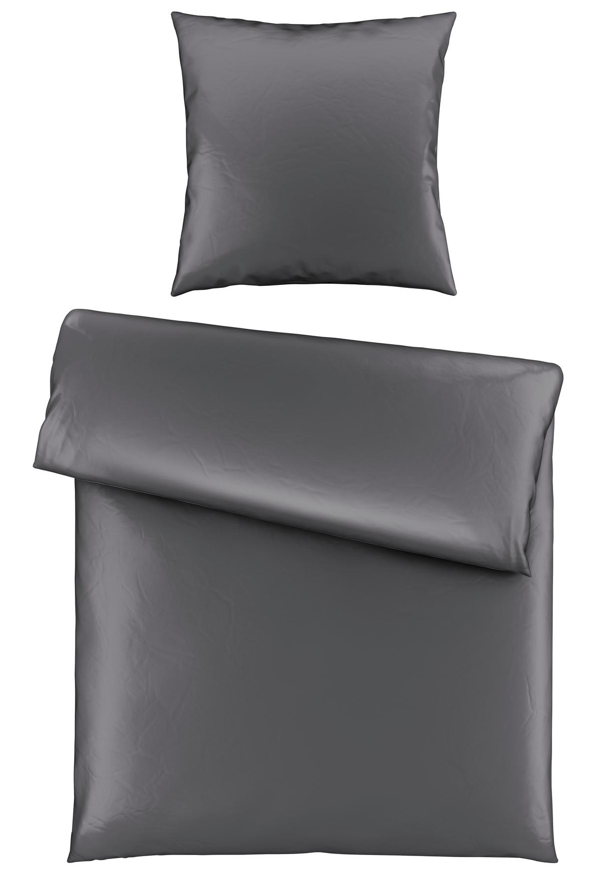 Bettwäsche Bio-Sophia Uni Anthrazit ca. 135x200cm - Anthrazit, Natur, Textil (135/200cm) - ecoTree
