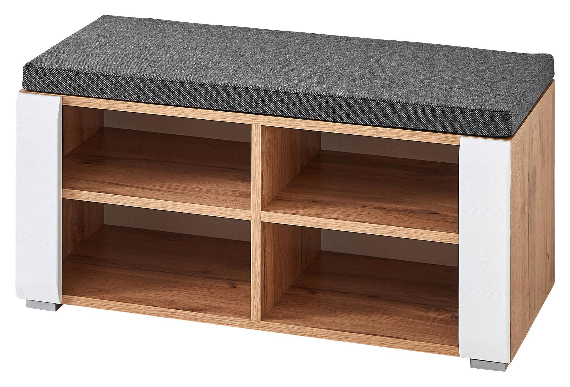 Garderobenbank in Grau/Weiß/Eichefarben - KONVENTIONELL, Holzwerkstoff (84/42/40cm) - Mömax