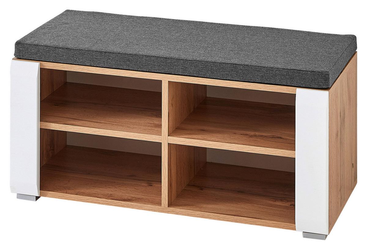 Garderobenbank in Grau/Weiß/Eichefarben - Konventionell, Holzwerkstoff (84/42/40cm) - Mömax