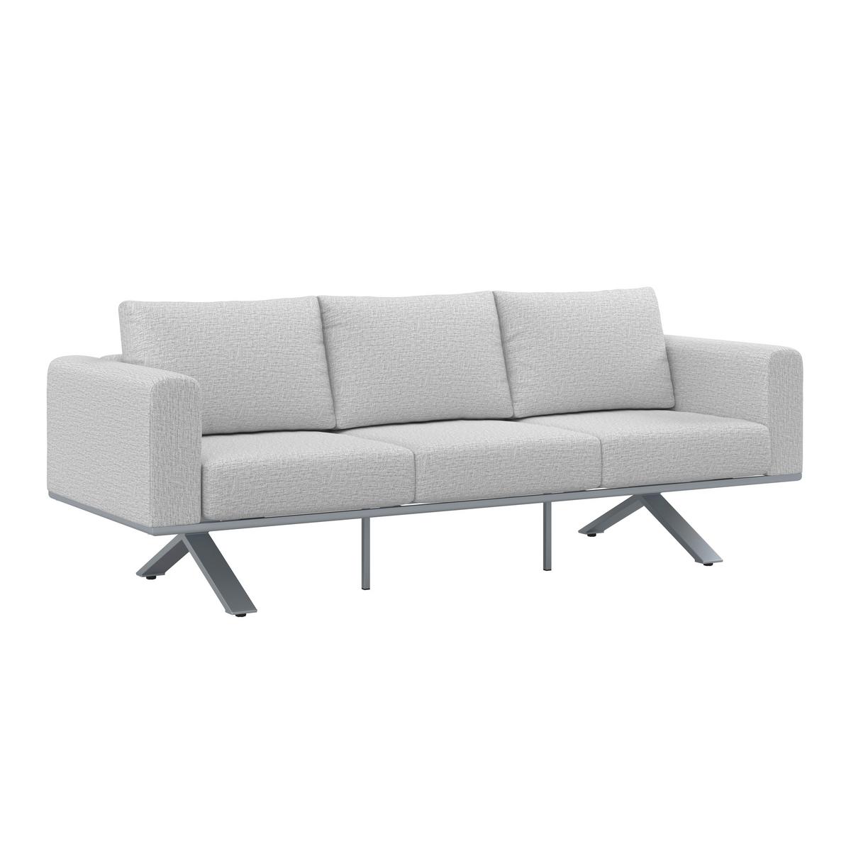 LOUNGEGARNITUR SOFIA - Hellgrau/Naturfarben, Modern, Kunststoff/Textil (221/67/80cm) - Bessagi Garden